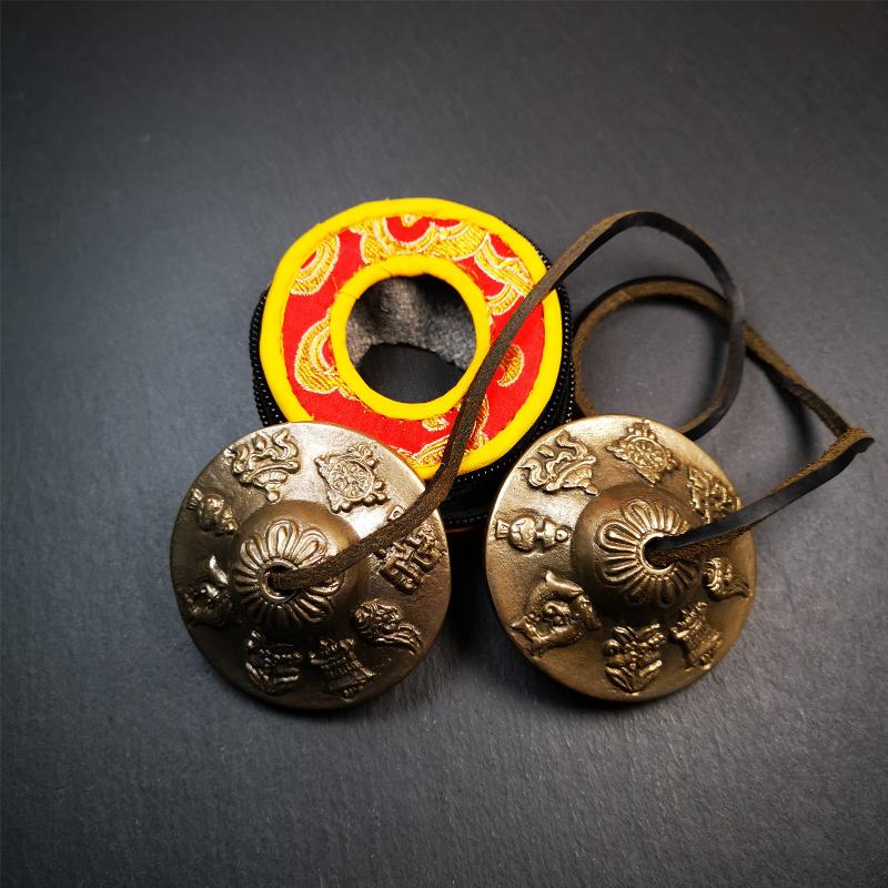 Brass Tingsha Set - Astamangal - 2.6"