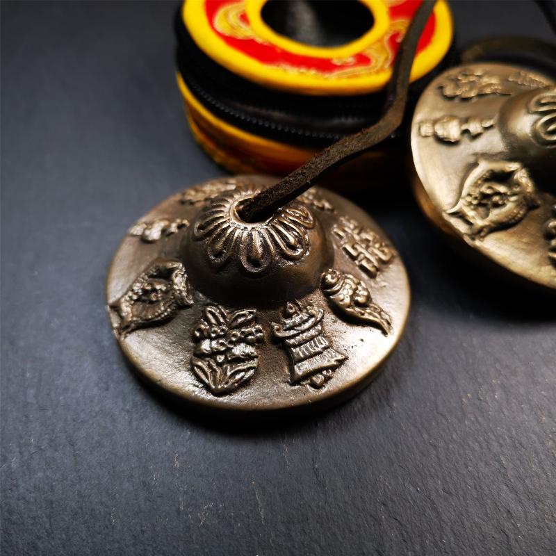 Brass Tingsha Set - Astamangal - 2.6"