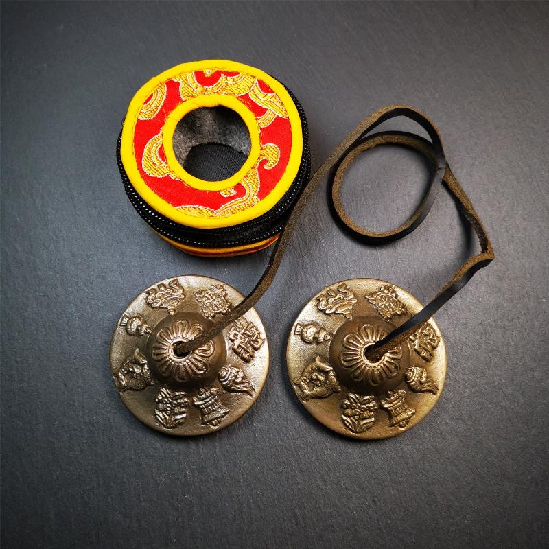 Brass Tingsha Set - Astamangal - 2.6"