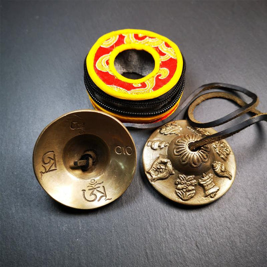 Brass Tingsha Set - Astamangal - 2.6"