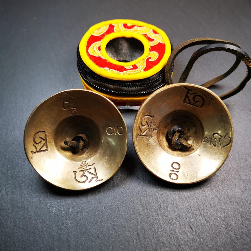 Brass Tingsha Set - Astamangal - 2.6"