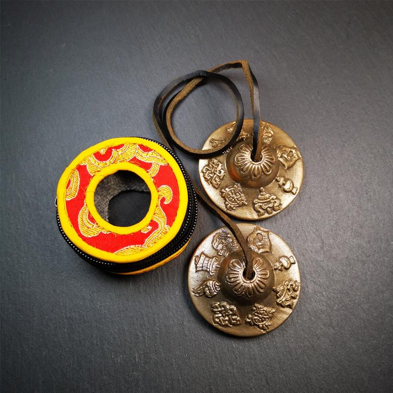 Brass Tingsha Set - Astamangal - 2.6"