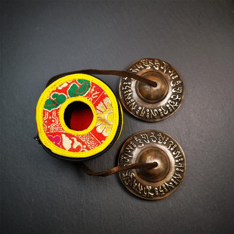 Gandhanra 2.7" Tibetan Cymbals,OM Mantra Tingsha Bell,Buddhism Ritual Implement,Handmade in Nepal