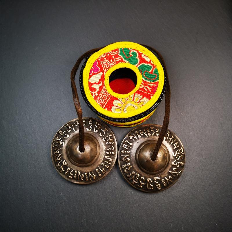 Gandhanra 2.7" Tibetan Cymbals,OM Mantra Tingsha Bell,Buddhism Ritual Implement,Handmade in Nepal