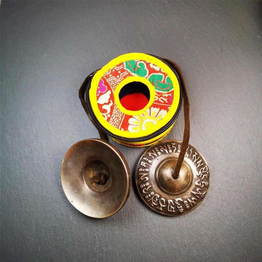 Gandhanra 2.7" Tibetan Cymbals,OM Mantra Tingsha Bell,Buddhism Ritual Implement,Handmade in Nepal
