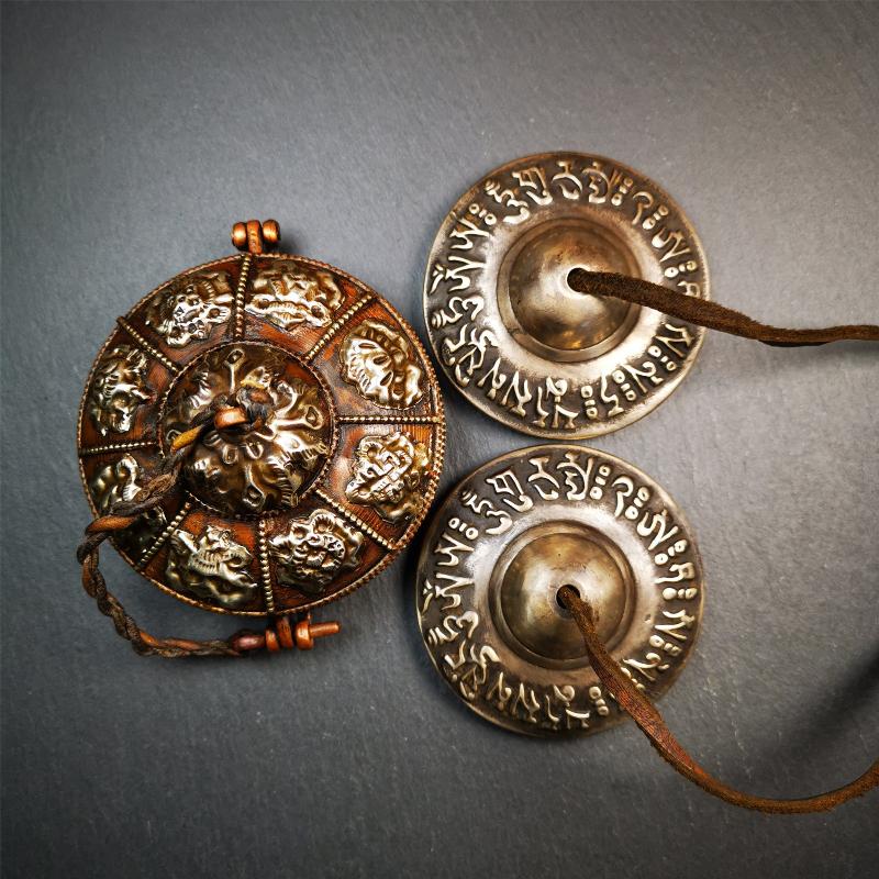 Gandhanra 2.7" Tibetan Cymbals,OM Mantra Tingsha Bell,Buddhism Ritual Implement,Handmade in Nepal