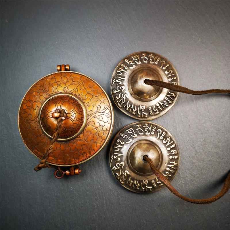 Gandhanra 2.7" Tibetan Cymbals,OM Mantra Tingsha Bell,Buddhism Ritual Implement,Handmade in Nepal