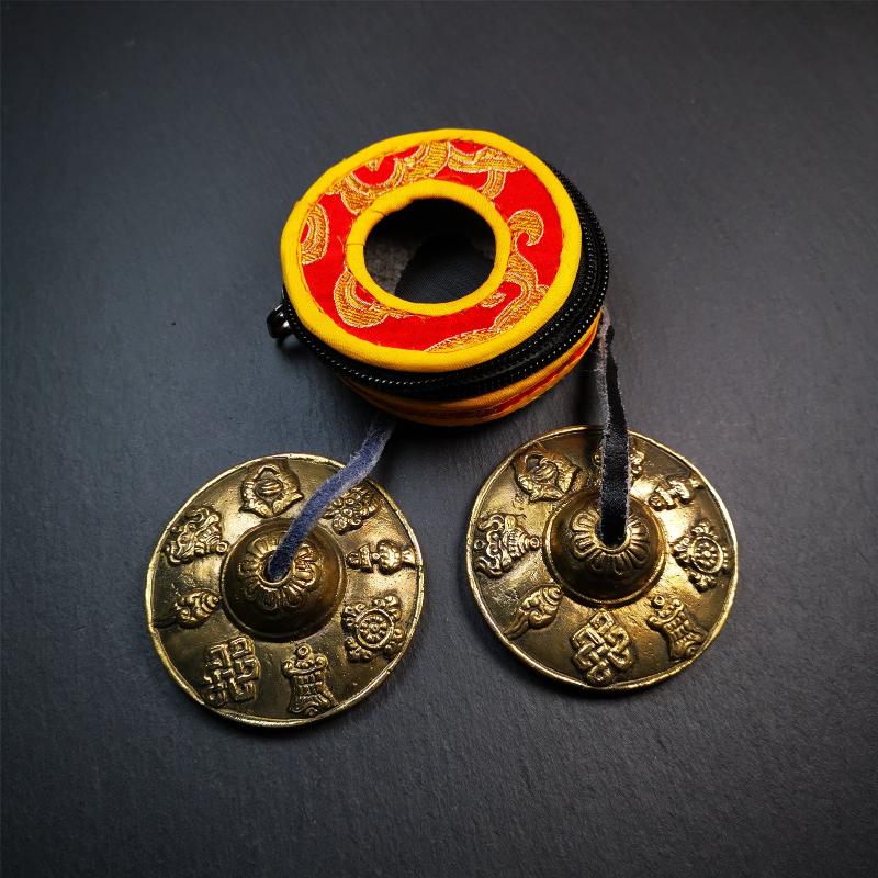 Brass Tingsha Set - Astamangal - 2.6"
