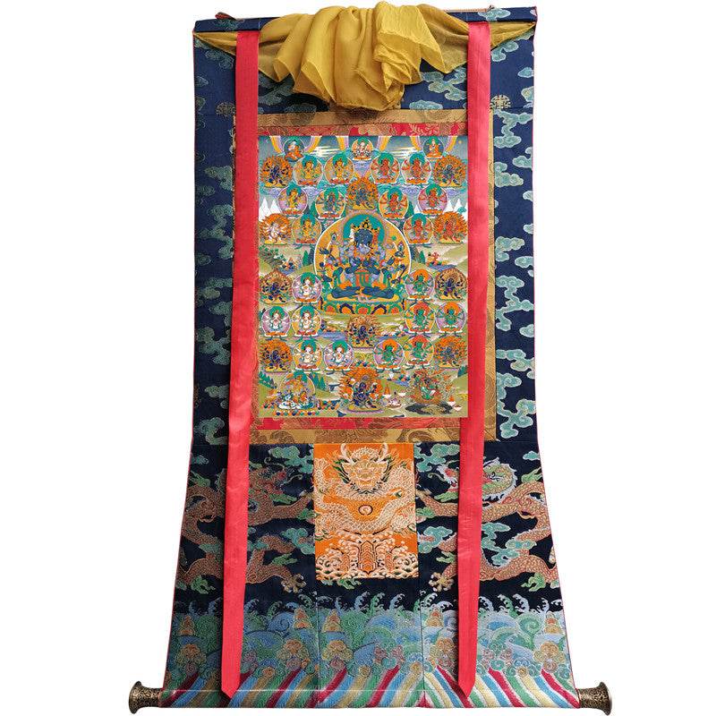 Guhyasamaja in Yab Yum - Tibetan thangka painting, size reference