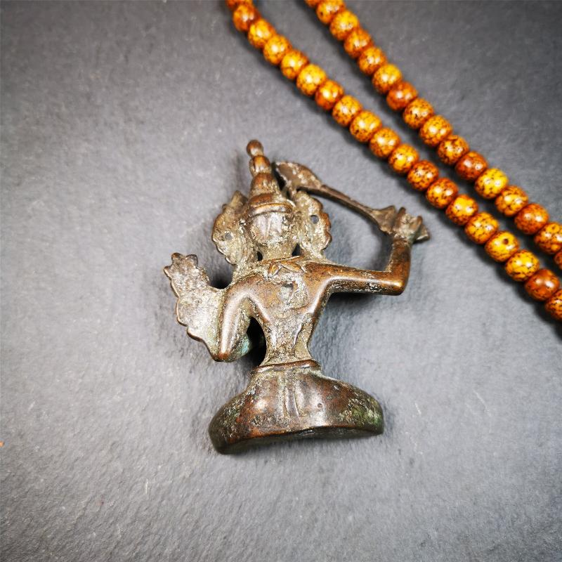 This Manjusri statue was collected from Samye Monastray, the first monastery in Tibet,and important Nyingma monsatery. It's an old-fashioned manjusri statue,about 60 years old,made of thokcha. Manjusri is a bodhisattva associated with prajna (insight) in Mahayana Buddhism. In Tibetan Buddhism, he is also a yidam. His name means "Gentle Glory" in Sanskrit.