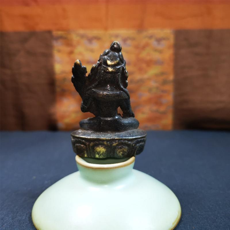 This green tara statue was collected from Samye Monastray, the first monastery in Tibet,and important Nyingma monsatery. It's an old-fashioned green tara statue,about 60 years old,made of copper and painted with mineral pigments. Green Tara is associated with enlightened activity and active compassion, and is the manifestation from which all her other forms emanate.