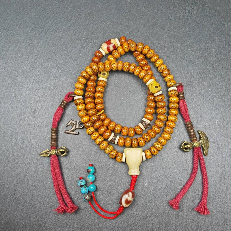 Old 8+mm 108 Lotus Seed Mala Necklace