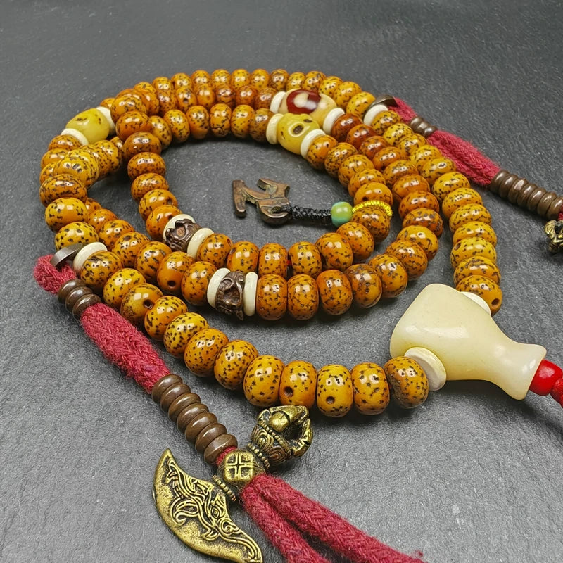 Old 8+mm 108 Lotus Seed Mala Necklace