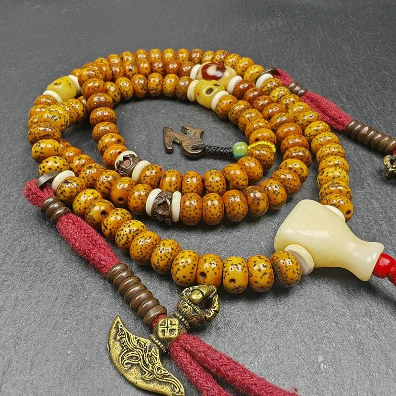 Old 8+mm 108 Lotus Seed Mala Necklace - Gandhanra-ART