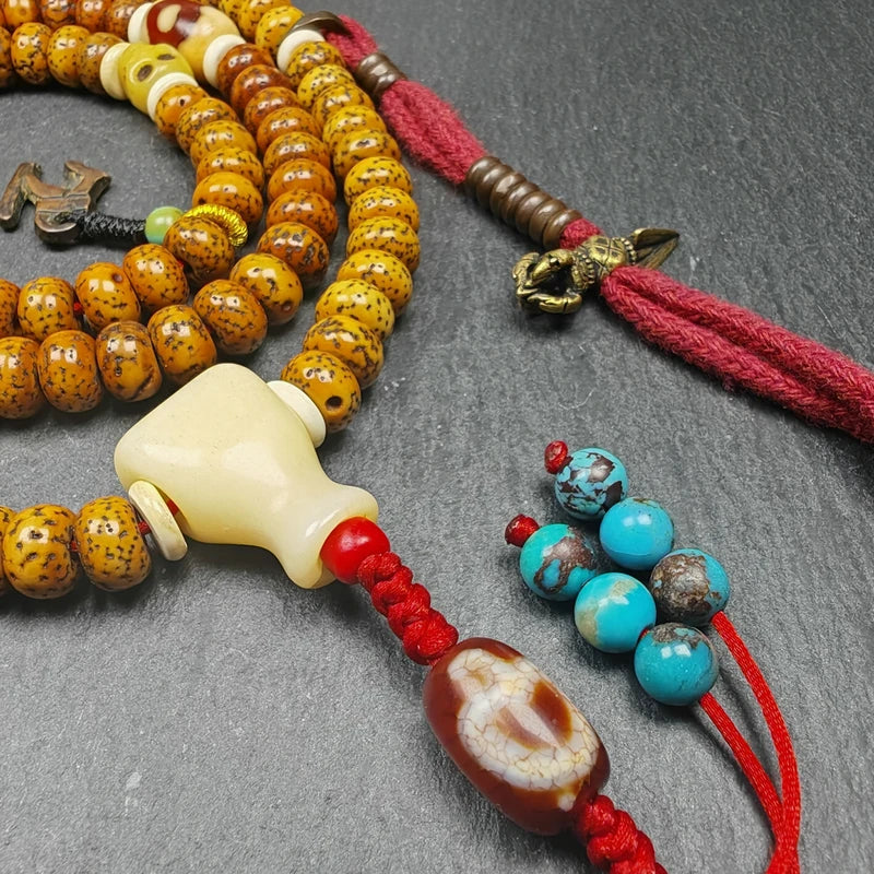 Old 8+mm 108 Lotus Seed Mala Necklace