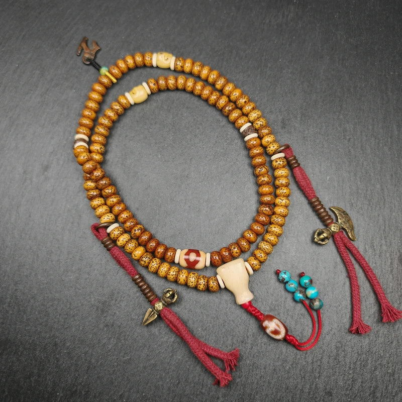 Old 8+mm 108 Lotus Seed Mala Necklace