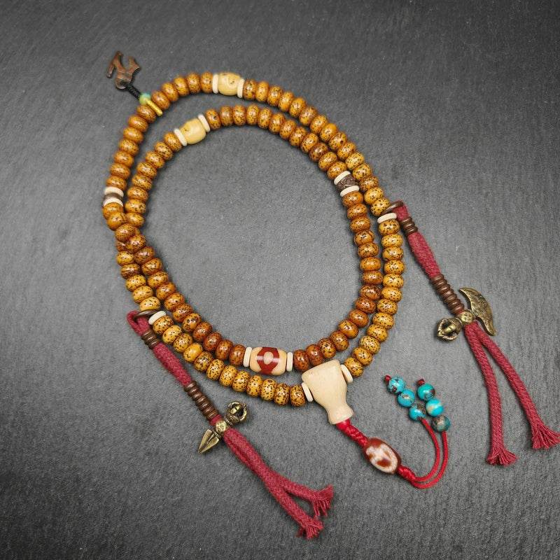 Old 8+mm 108 Lotus Seed Mala Necklace - Gandhanra-ART