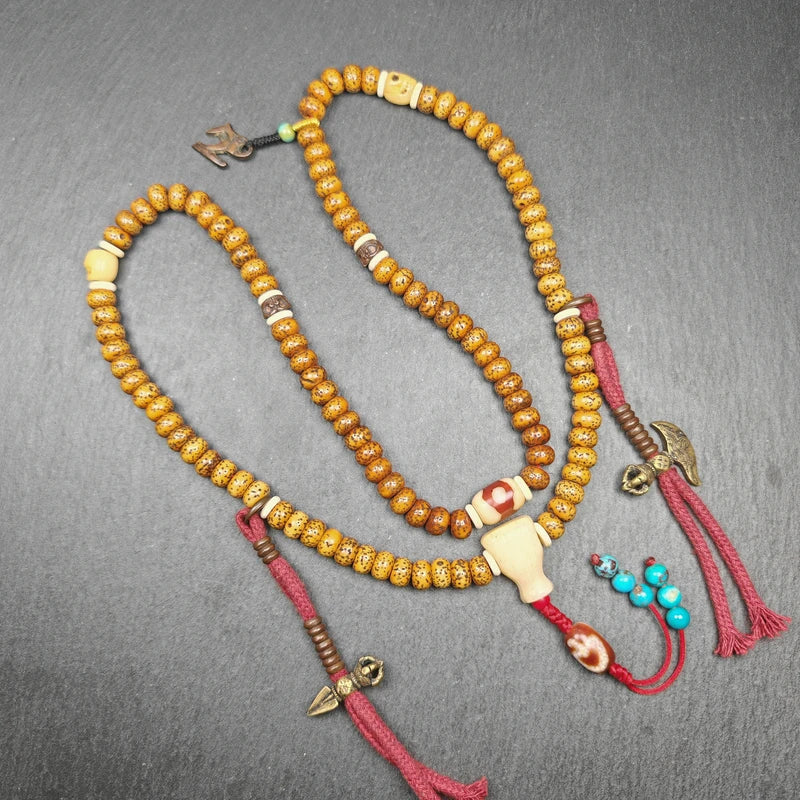 Old 8+mm 108 Lotus Seed Mala Necklace