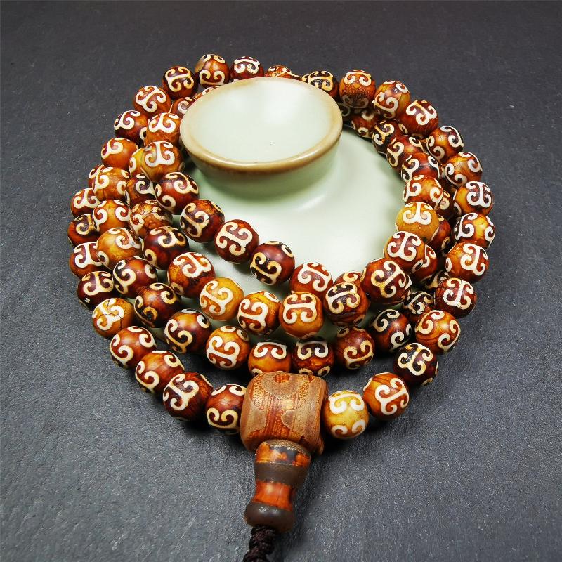 0.3" Shale Stone Mala,33"