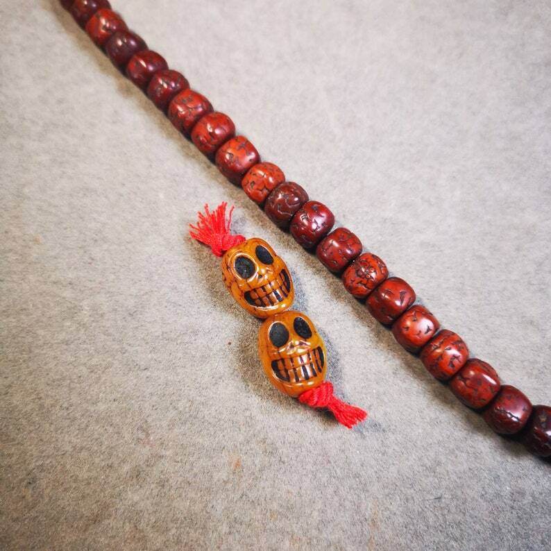 Yak Bone Carved Skull Citipati Beads for Prayer Beads,Mala - Gandhanra-ART