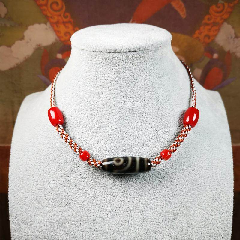 2 Eyed Dzi Bead Necklace - Gandhanra-ART