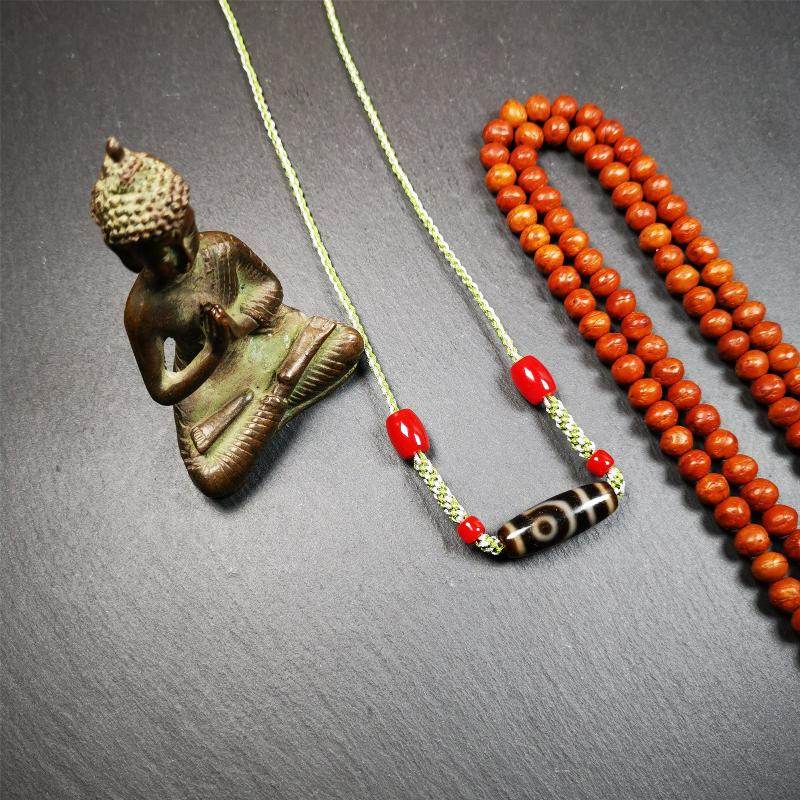 2 Eyed Dzi Bead Necklace - Gandhanra-ART
