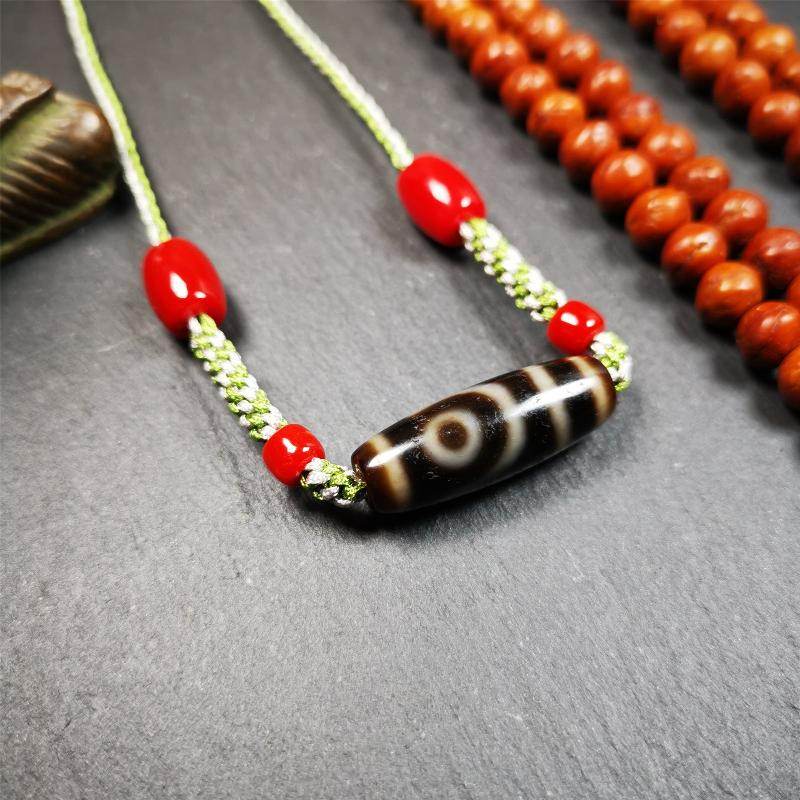 2 Eyed Dzi Bead Necklace - Gandhanra-ART