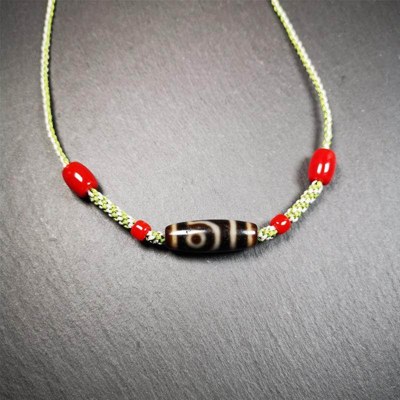 2 Eyed Dzi Bead Necklace - Gandhanra-ART