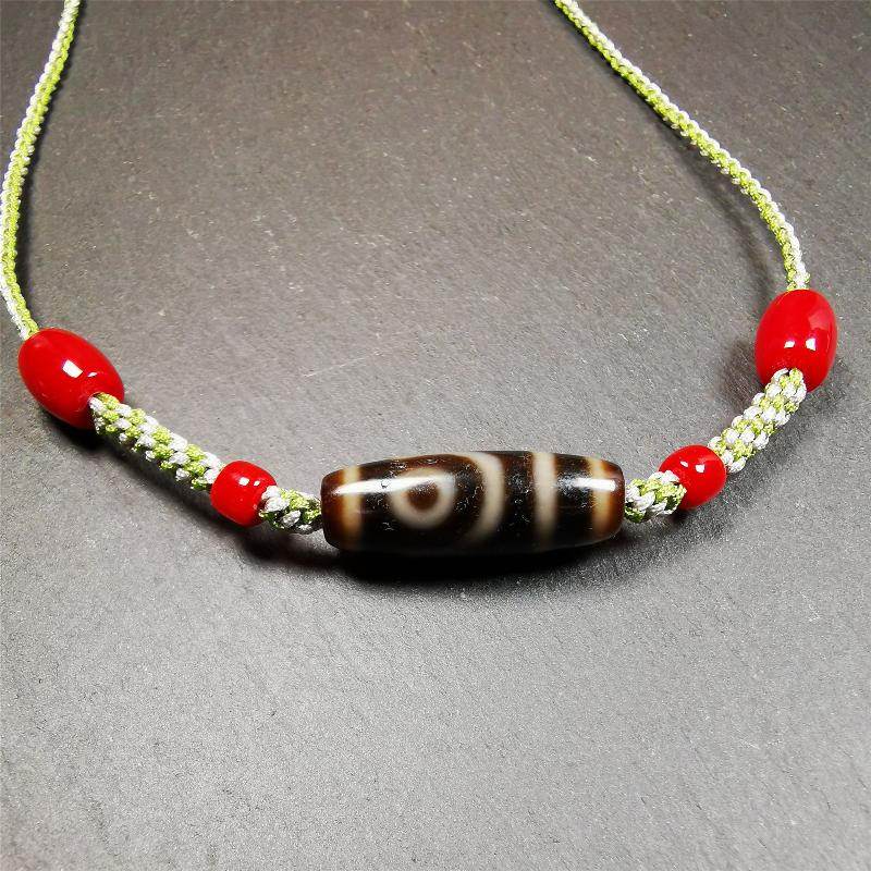 2 Eyed Dzi Bead Necklace - Gandhanra-ART
