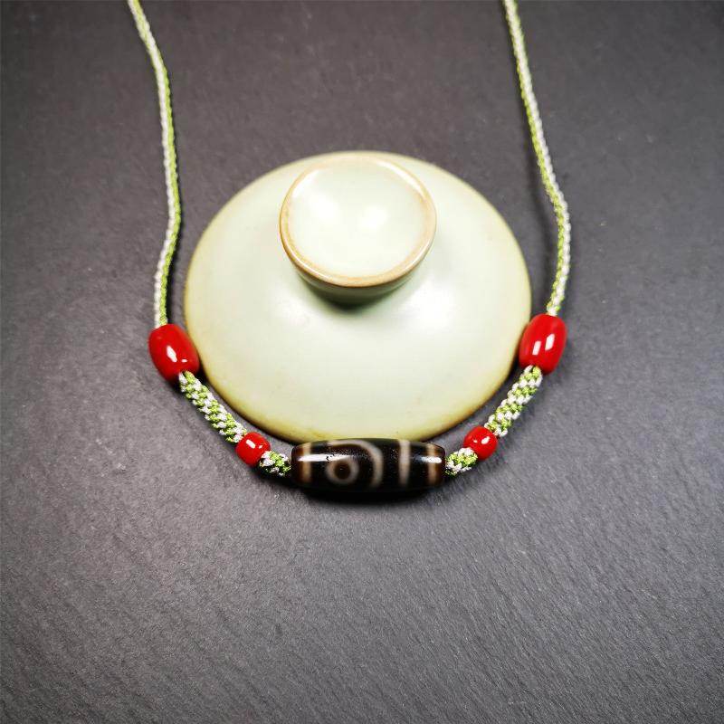 2 Eyed Dzi Bead Necklace - Gandhanra-ART