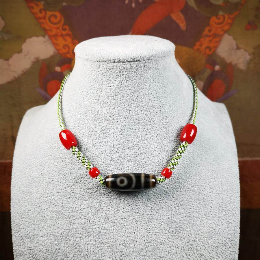 2 Eyed Dzi Bead Necklace - Gandhanra-ART
