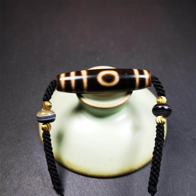 Mountain Eye Dzi Bead Necklace - Gandhanra-ART