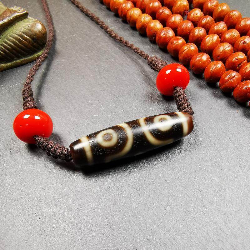 3 Eyed Dzi Bead Necklace - Gandhanra-ART