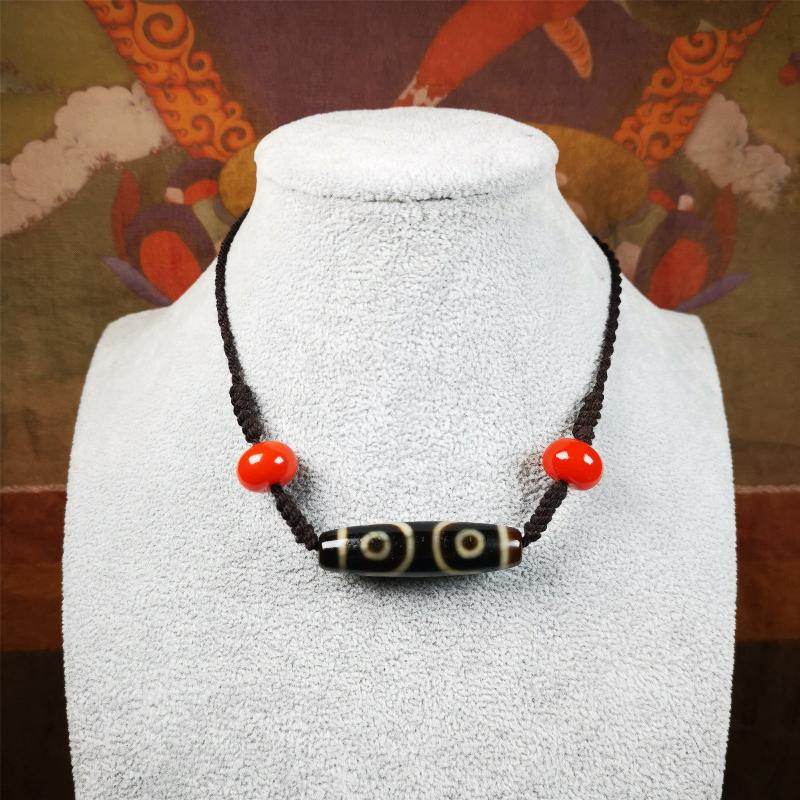 3 Eyed Dzi Bead Necklace - Gandhanra-ART