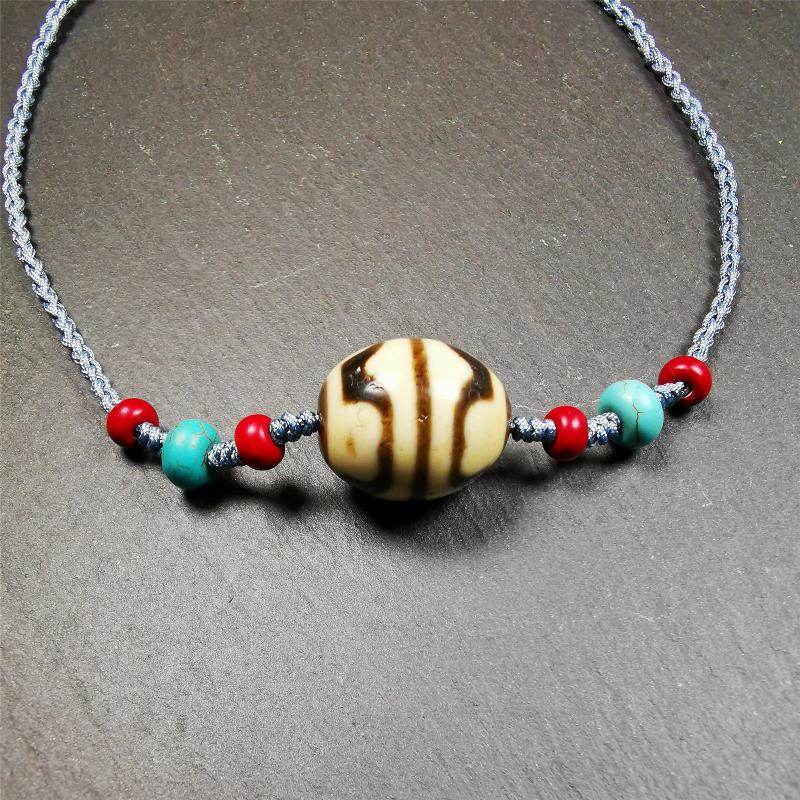 Lotus Dalo Dzi Bead Necklace - Gandhanra-ART