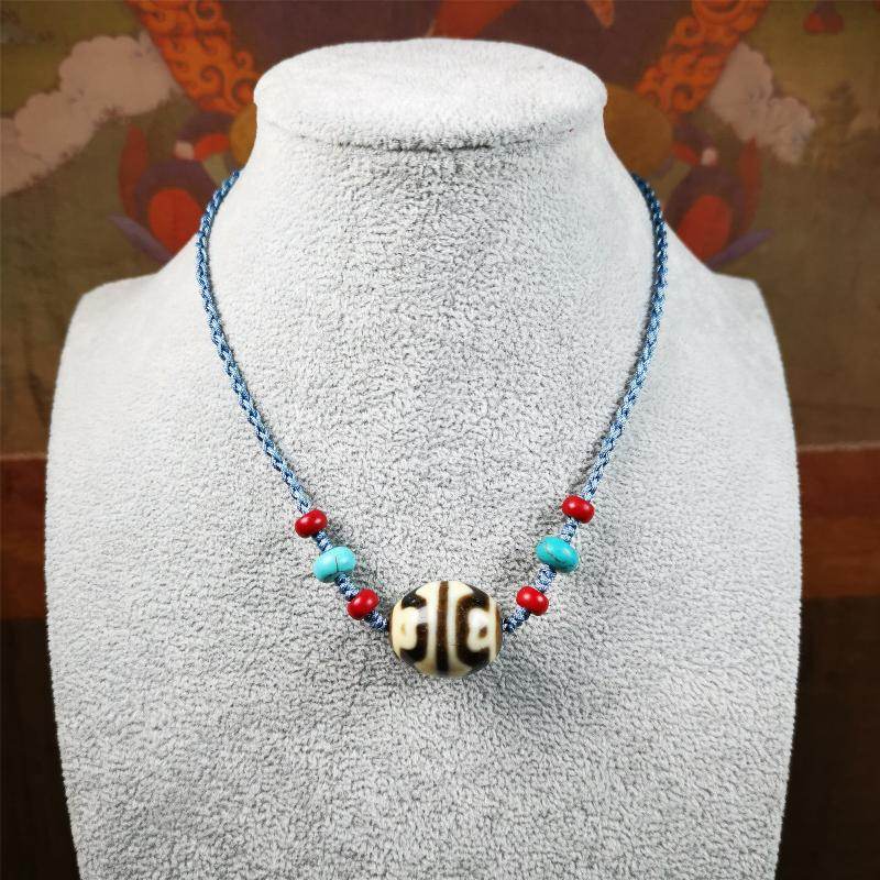 Lotus Dalo Dzi Bead Necklace - Gandhanra-ART