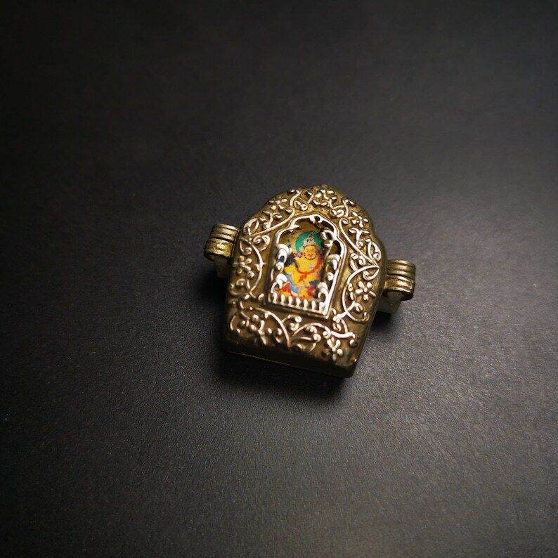 Gau Ghau Shrine, Yellow Jambhala Altar Amulet Pendant - Gandhanra-ART
