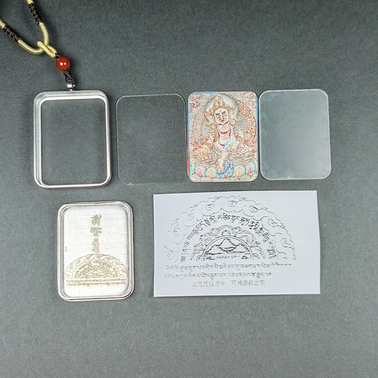 Hand-Painted Yellow Jambhala Locket Necklace – Tibetan Gau Amulet