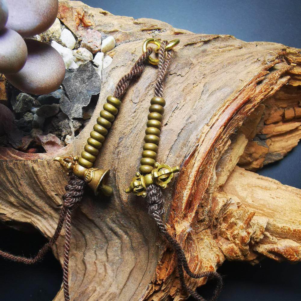 4mm Brass Prayer Bead Counters with Dorje Bell Pendant - Gandhanra-ART