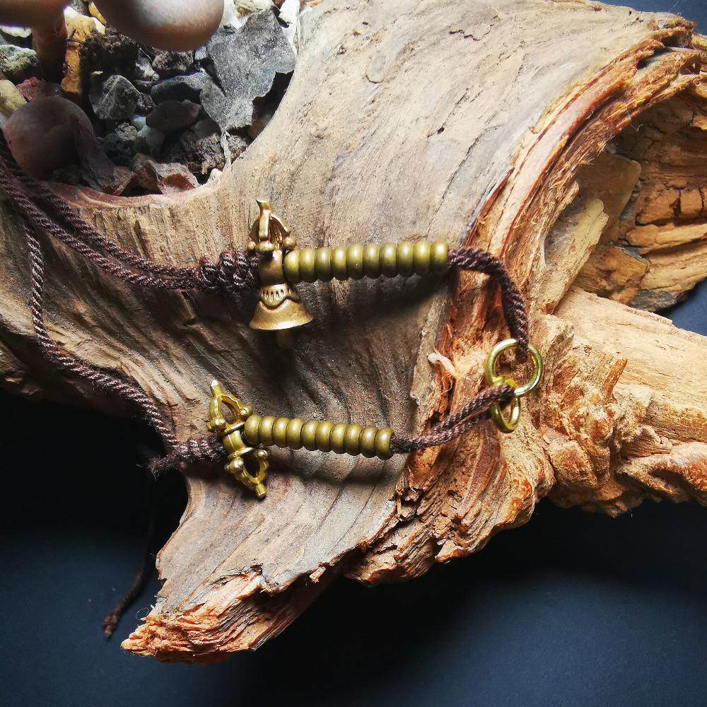 4mm Brass Prayer Bead Counters with Dorje Bell Pendant - Gandhanra-ART