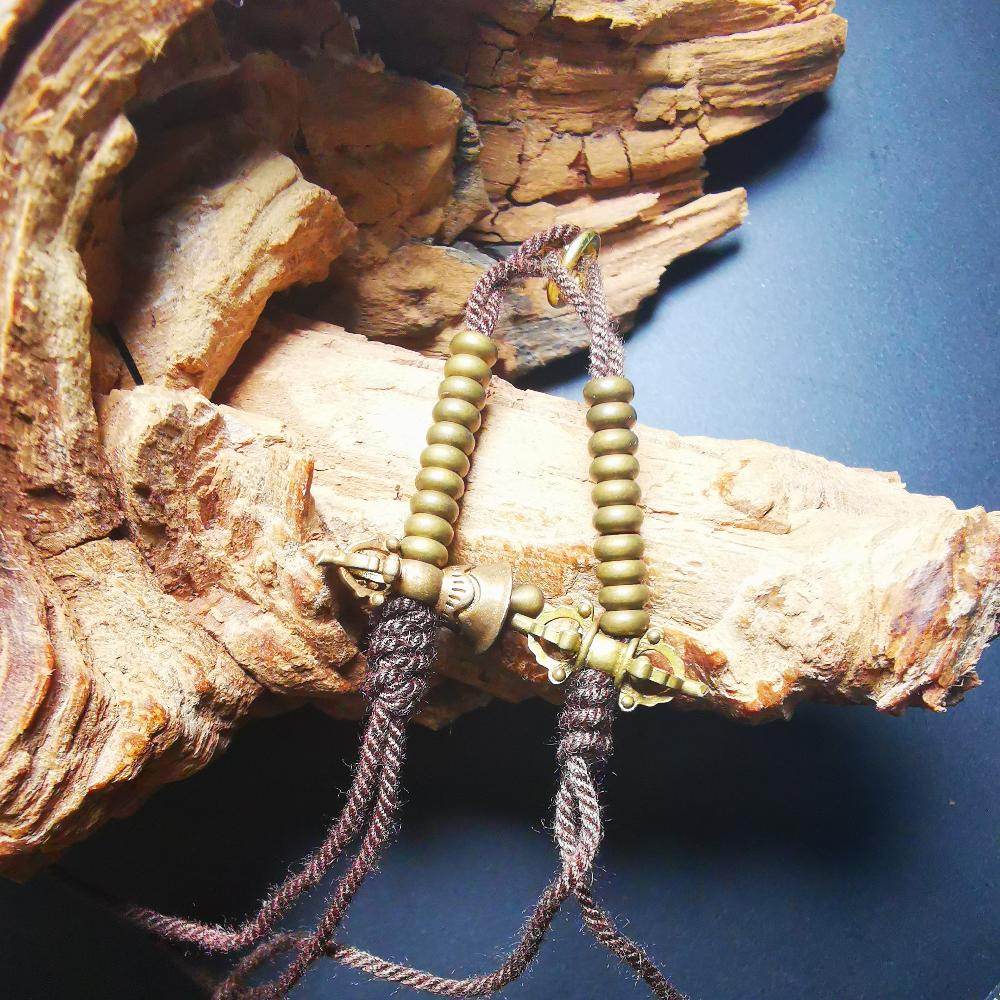 4mm Brass Prayer Bead Counters with Dorje Bell Pendant - Gandhanra-ART