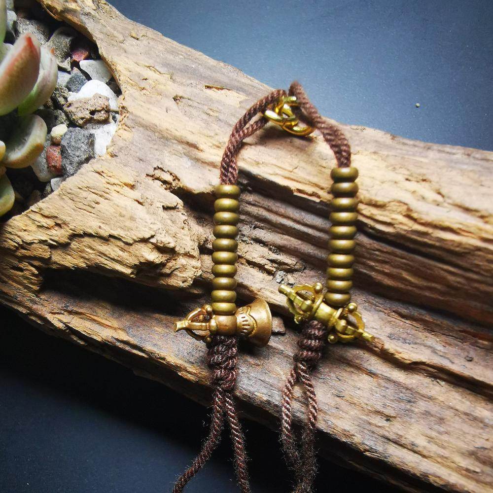 4mm Brass Prayer Bead Counters with Dorje Bell Pendant - Gandhanra-ART