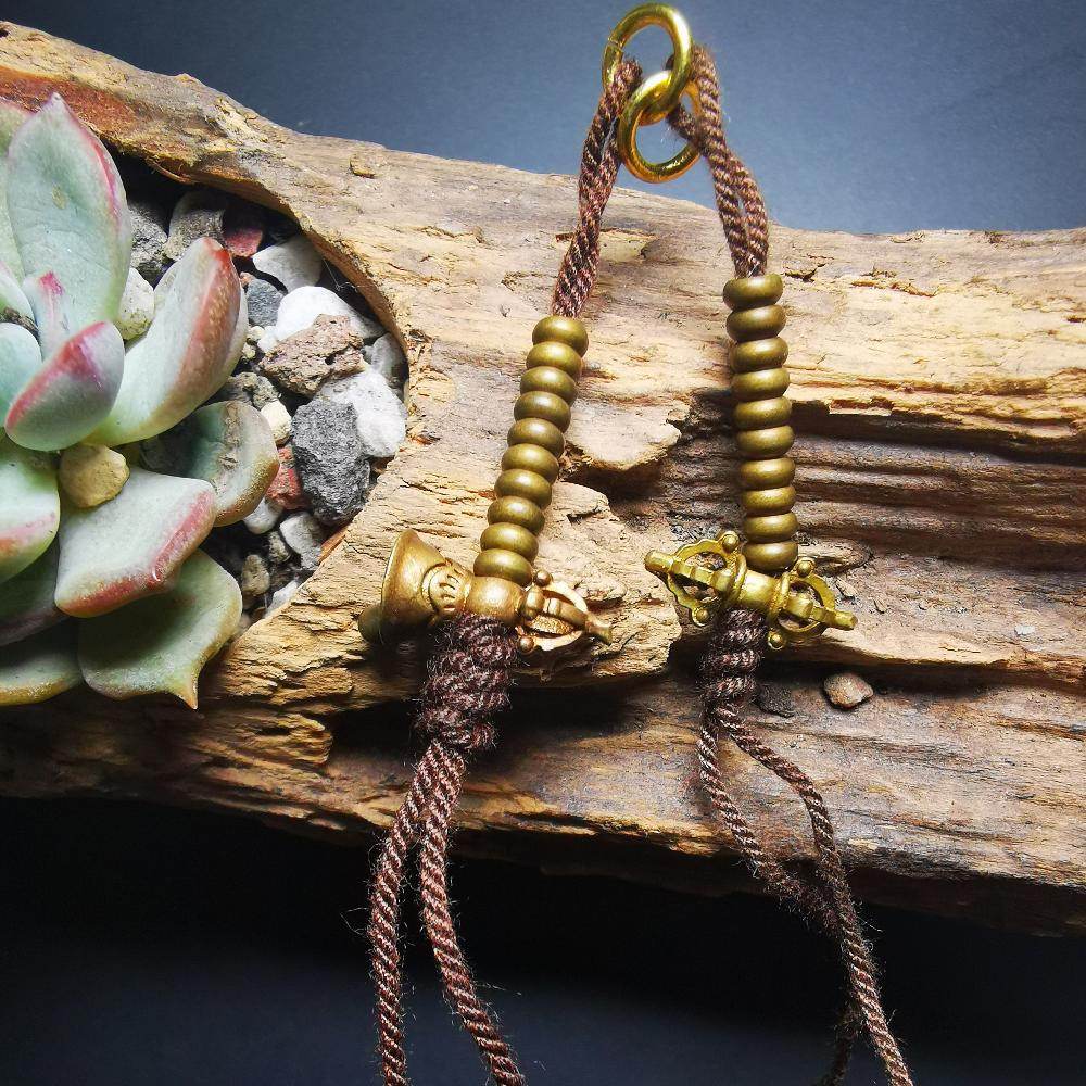 4mm Brass Prayer Bead Counters with Dorje Bell Pendant - Gandhanra-ART