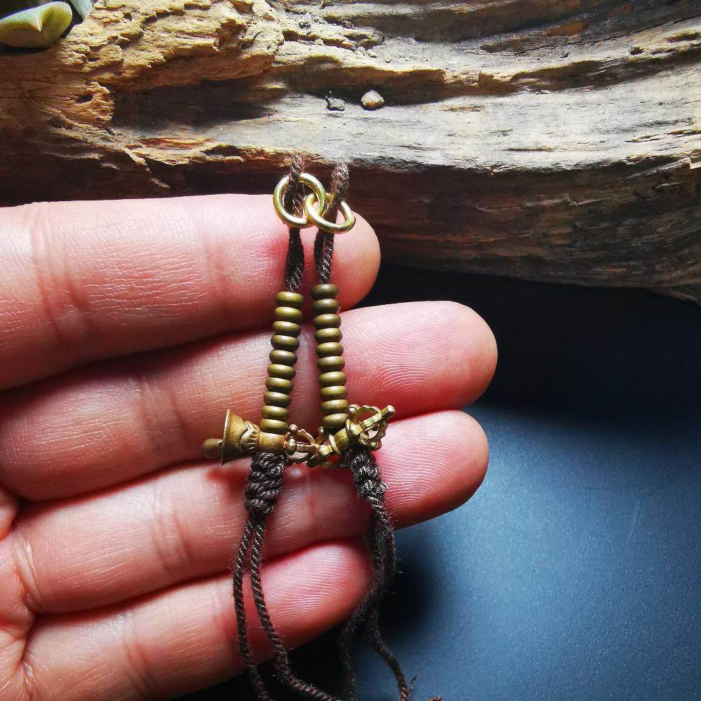 4mm Brass Prayer Bead Counters with Dorje Bell Pendant - Gandhanra-ART