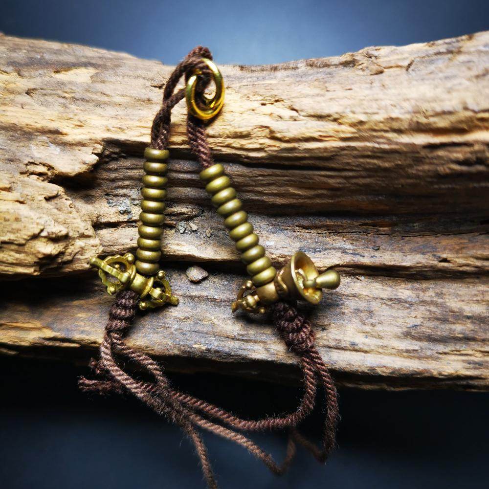 4mm Brass Prayer Bead Counters with Dorje Bell Pendant - Gandhanra-ART