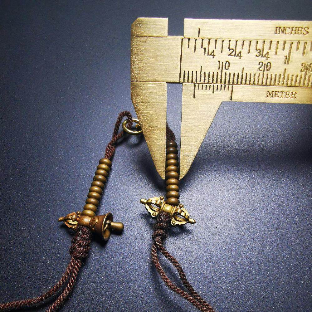 4mm Brass Prayer Bead Counters with Dorje Bell Pendant - Gandhanra-ART