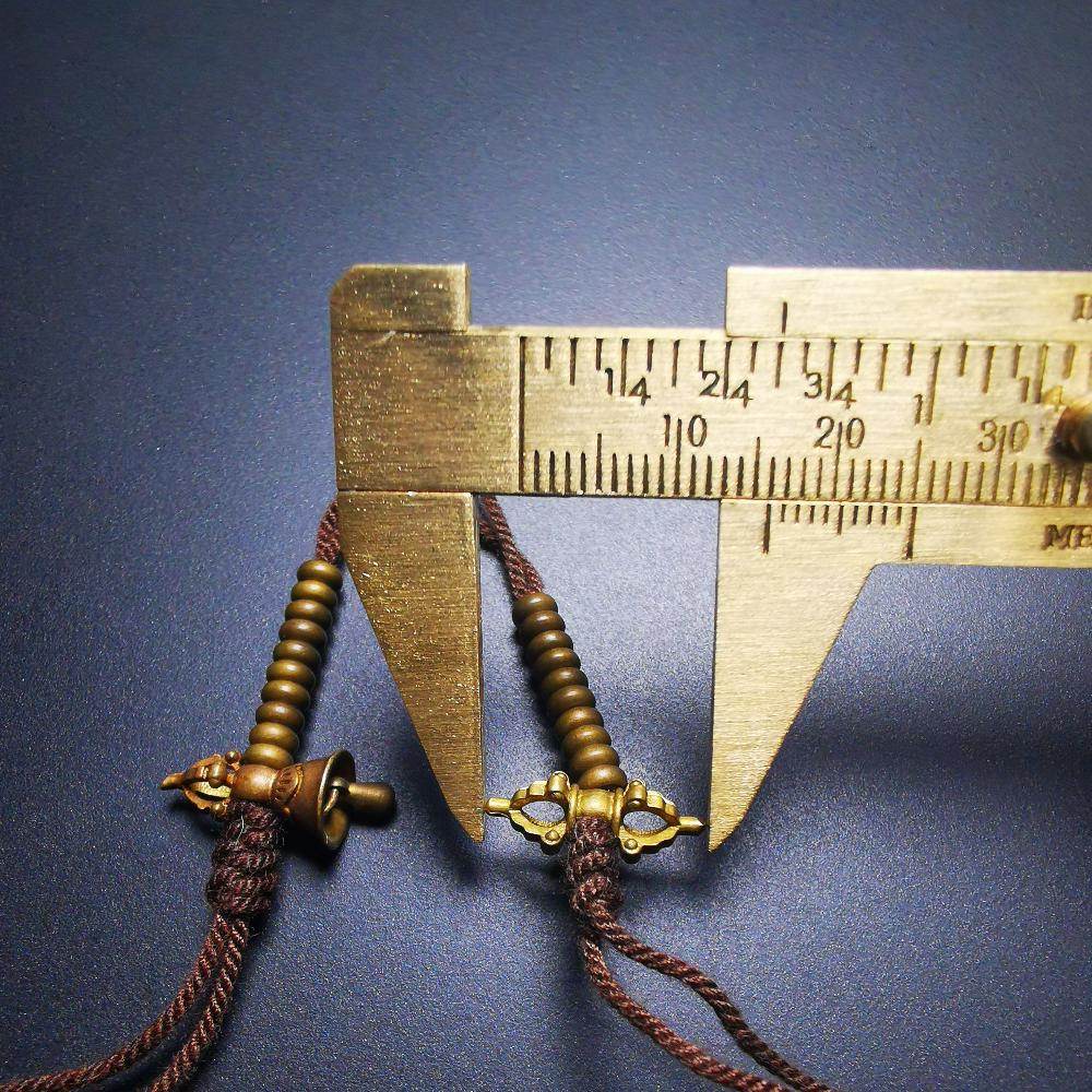 4mm Brass Prayer Bead Counters with Dorje Bell Pendant - Gandhanra-ART