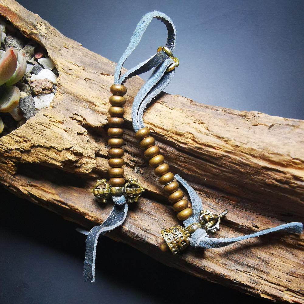 5mm Brass Prayer Bead Counters with Dorje Bell Pendant - Gandhanra-ART