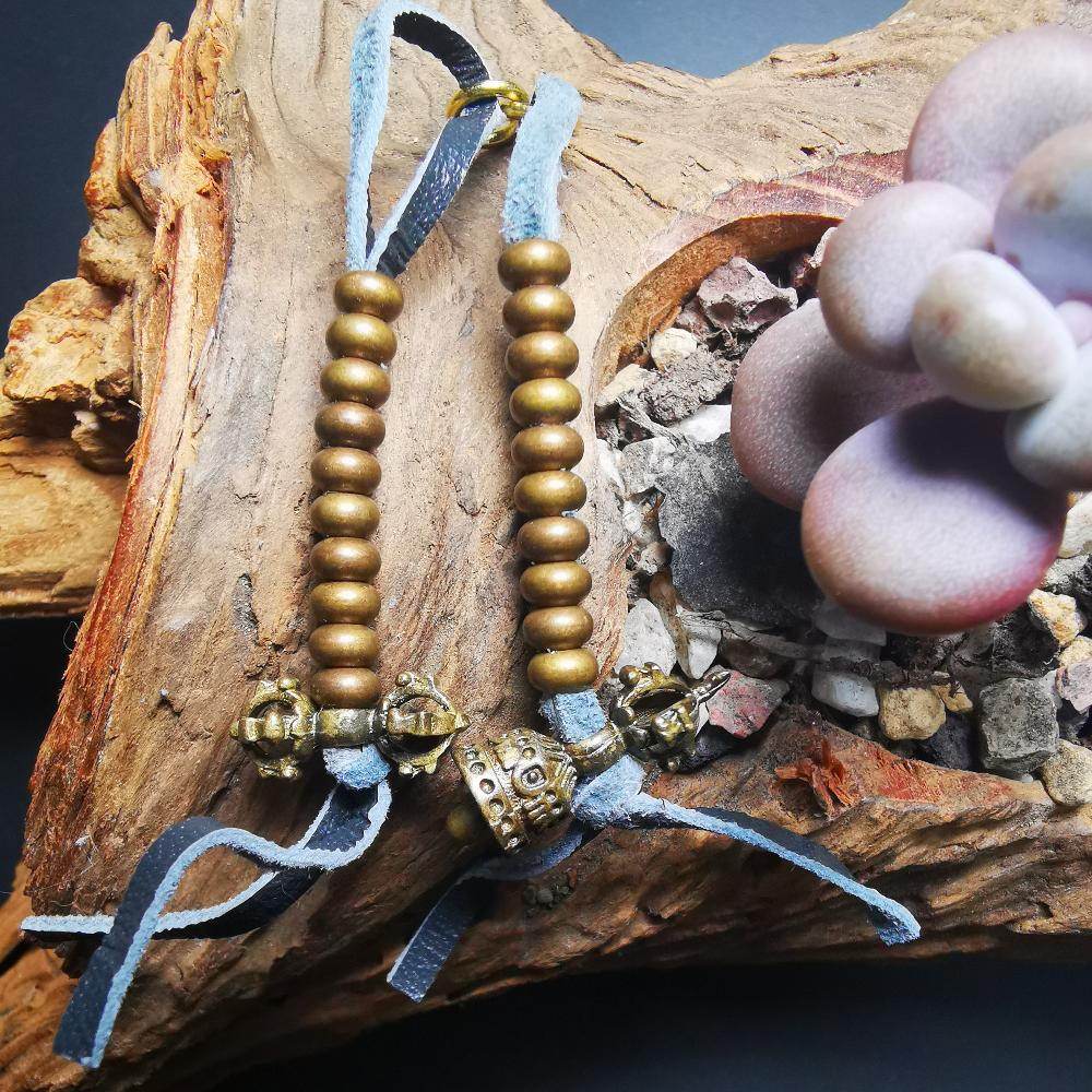 5mm Brass Prayer Bead Counters with Dorje Bell Pendant - Gandhanra-ART
