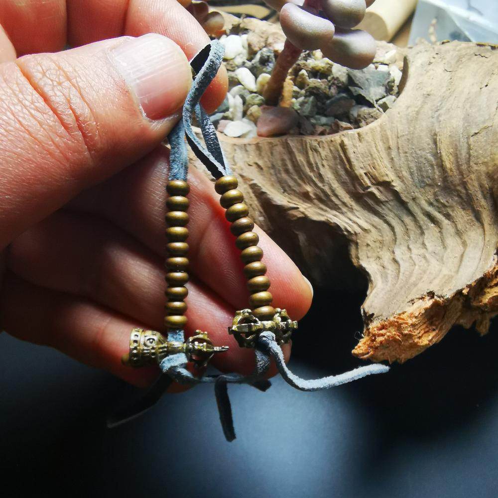 5mm Brass Prayer Bead Counters with Dorje Bell Pendant - Gandhanra-ART